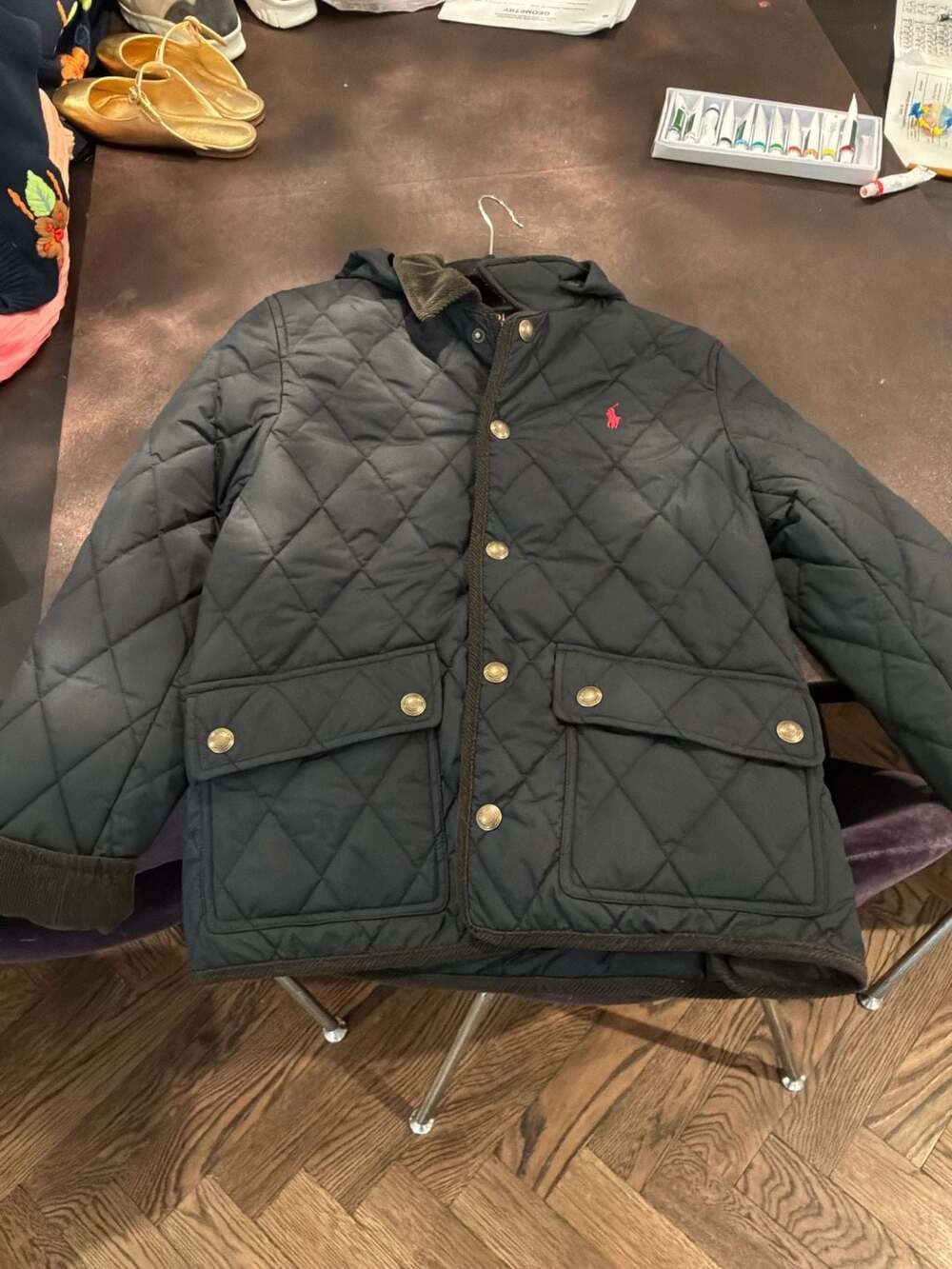 Brand new Polo Ralph Lauren Kids Quilted Barn Jacket sz l 14-16 Corduroy Trim no